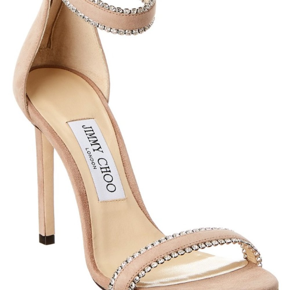 Jimmy Choo Dochas 100 Crystal-Embellished Suede Sandals